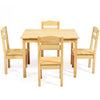 Kids Table and 4 Chairs Set for Toddlers Dining, Drawing, Reading-Natural
