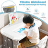Kids Table and Chair Set with Tiltable Whiteboard and Book Stand-Grey
