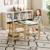 Kids Table and Chairs 4 in 1 Wooden Activity Desk Set (Bear Shape)-Grey