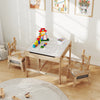 Kids Table and Chairs 4 in 1 Wooden Activity Desk Set (Bear Shape)-Grey
