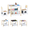 Kids Table and Chairs Set Toddler Wooden Activity Desk-Natural