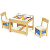 Kids Table Chair Set with Double Side Tabletop Table and Storage Box-Blue
