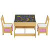 Kids Table Chair Set with Double Side Tabletop Table and Storage Box-Light Pink