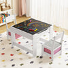 Kids Table Chair Set with Double Side Tabletop Table and Storage Box-Pink & Grey