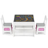 Kids Table Chair Set with Double Side Tabletop Table and Storage Box-Pink & Grey
