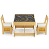 Kids Table Chair Set with Double Side Tabletop Table and Storage Box-Natural