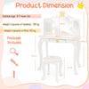 Kids Vanity Set with Lighted Mirror and Adjustable Brightness Pull-out Drawer and Stool-White
