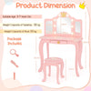 Kids Vanity Set with Lighted Mirror and Adjustable Brightness Pull-out Drawer and Stool-Pink