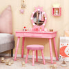 Kids Vanity Set with Lighted Mirror and Adjustable Brightness for Kids Aged 3-7 Years Old-Pink
