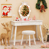 Kids Vanity Set with Lighted Mirror and Adjustable Brightness for Kids Aged 3-7 Years Old-White