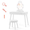 Kids Vanity Set with Lighted Mirror and Adjustable Brightness for Kids Aged 3-7 Years Old-White