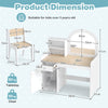 Kids Vanity Table and Chair Set with Shelves Drawer and Cabinet-Natural & White