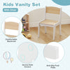 Kids Vanity Table and Chair Set with Shelves Drawer and Cabinet-Natural & White