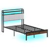King Size Bed Frame with LED Light and Charging Station-Double Size