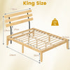 Solid Wood Platform Bed with Retro Headboard Slats Support Mattress Foundation-Natural-King Size