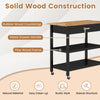 Kitchen Island with Open Shelves and Lockable Casters-Black