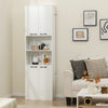 190cm Tall Freestanding Cupboard with Doors and Shelves-White