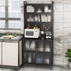 6-Tier Kitchen Pantry Cabinet Buffet Cabinet with Hutch-Black