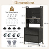 6-Tier Kitchen Pantry Cabinet Buffet Cabinet with Hutch-Black
