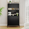 Kitchen Pantry Cabinet with Power Outlets and Wine Racks-Black