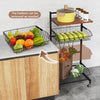 4-Tier Kitchen Storage Cart on Wheels with Height Adjustable and Removable Baskets