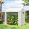 Outsunny Walk-in Greenhouse, Outdoor Tomato Greenhouse with Roll-up Door and Mesh Windows, PE Cover, 200 x 140 x 200cm, White