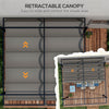 Outsunny Aluminium Pergola with Retractable Roof, 3x4m Garden Shelter for Patio Deck in, Dark Grey