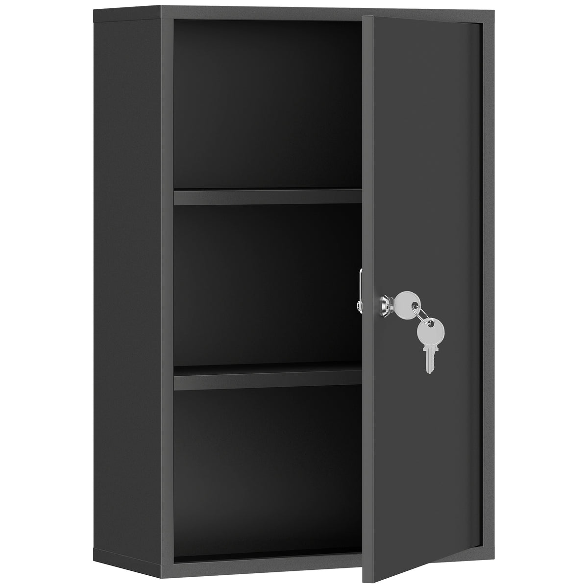 kleankin 3-Tier Steel Wall Mount Medicine Cabinet in Black