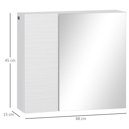 The bathroom mirror showing the height width and depth dimensions on a white background