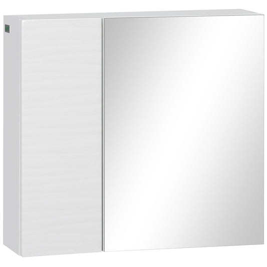 kleankin Bathroom Cabinet with Mirror in white with a solid door and a mirrored door