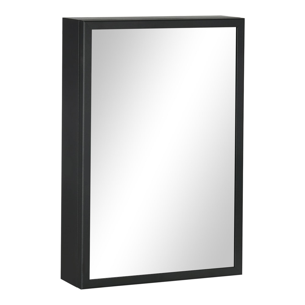 kleankin Bathroom Cabinet with Mirror, a black wall-mounted unit with a mirrored door