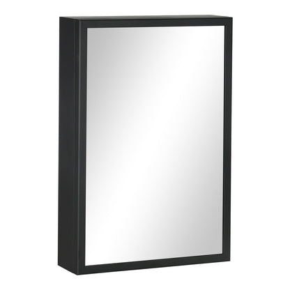 kleankin Bathroom Cabinet with Mirror, a black wall-mounted unit with a mirrored door