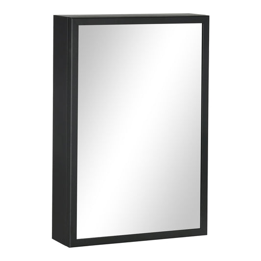 kleankin Bathroom Cabinet with Mirror, a black wall-mounted unit with a mirrored door