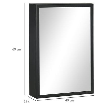 the black bathroom cabinet with mirror showing its dimensions