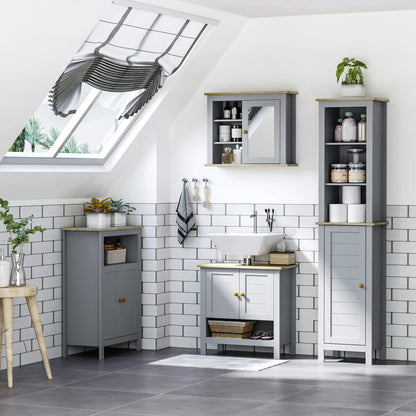 the bathroom cabinet as part of a matching furniture set in a bright attic room