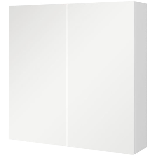 kleankin Bathroom Mirror Cabinet in high gloss white with two closed doors