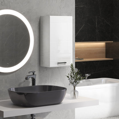 the bathroom cabinet mounted on a grey tiled wall above a modern black washbasin