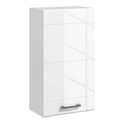 kleankin Bathroom Wall Cabinet in white with a high gloss finish and a single metal handle