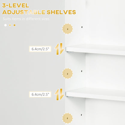 Close up of the interior of the storage cabinet showing the adjustable shelf peg holes