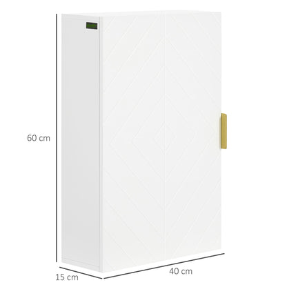 The wall storage unit shown with lines indicating its height, width and depth