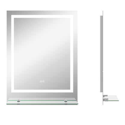 kleankin LED Bathroom Mirror with Lights and Shelf in Clear