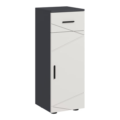 kleankin Slim Bathroom Cabinet, a narrow grey and white storage cabinet with a drawer and a door