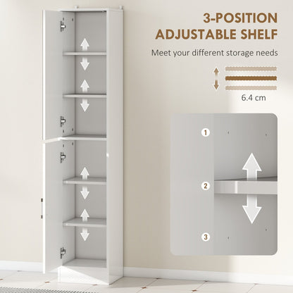 the tall bathroom cabinet with mirror and adjustable shelf showing the adjustable shelf positions