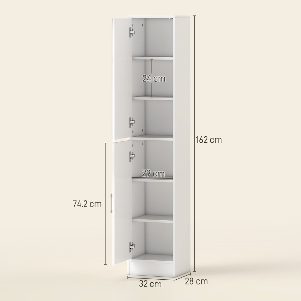 the tall bathroom cabinet with mirror and adjustable shelf showing internal shelves and dimensions
