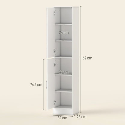 the tall bathroom cabinet with mirror and adjustable shelf showing internal shelves and dimensions