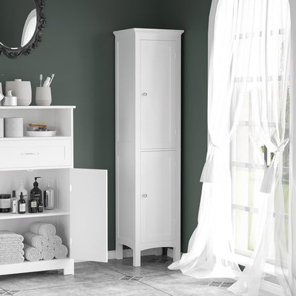 the bathroom cabinet shown in a stylish bathroom setting with an open door
