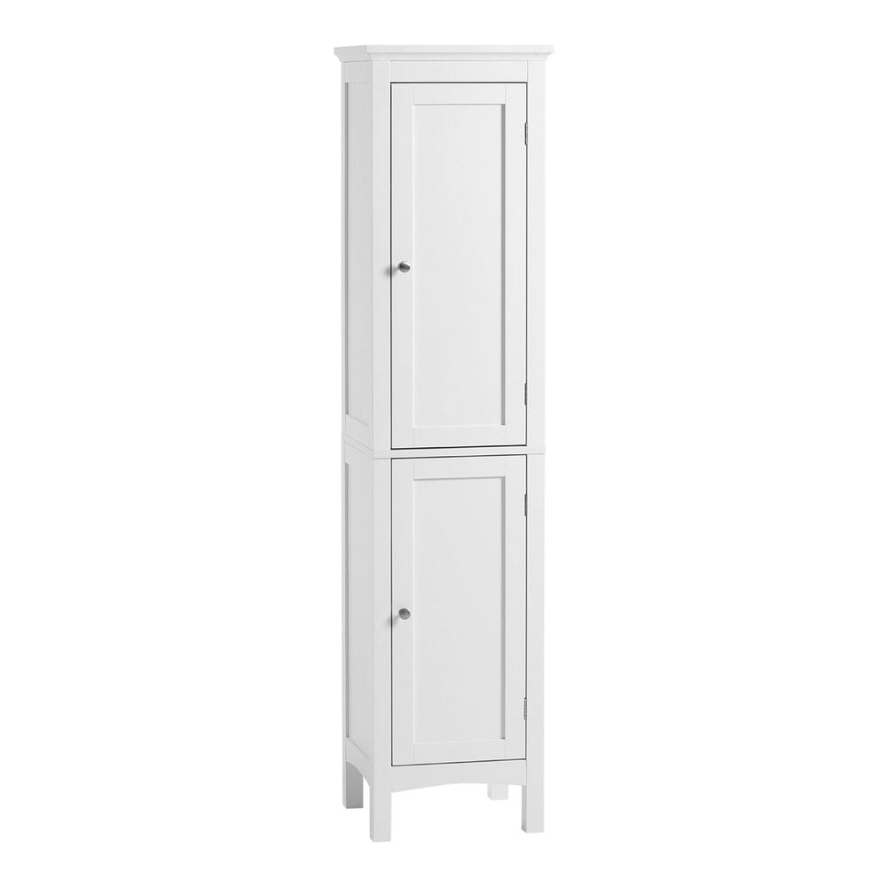 kleankin Tall Bathroom Storage Unit, a white slim cabinet with two doors