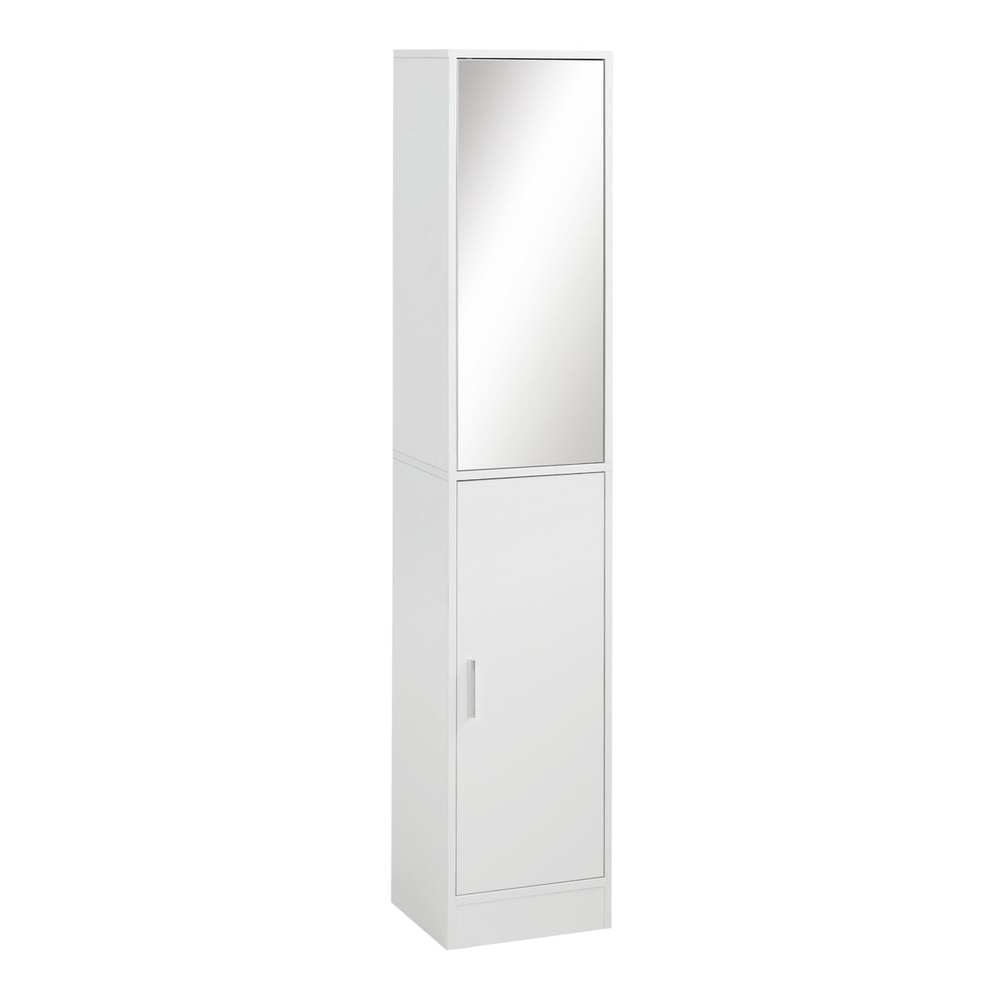 kleankin Tall Bathroom Cabinet with Mirror and Adjustable Shelf in white, a tall narrow storage unit with a mirrored door