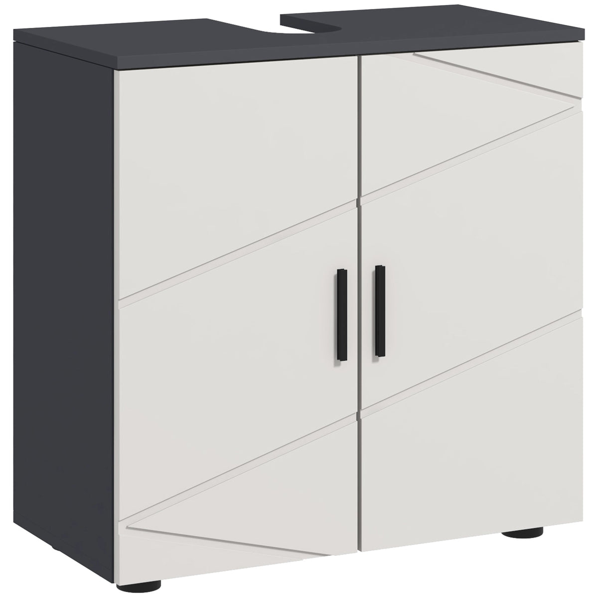 kleankin Under Sink Bathroom Cabinet with double doors and a shelf, in light grey