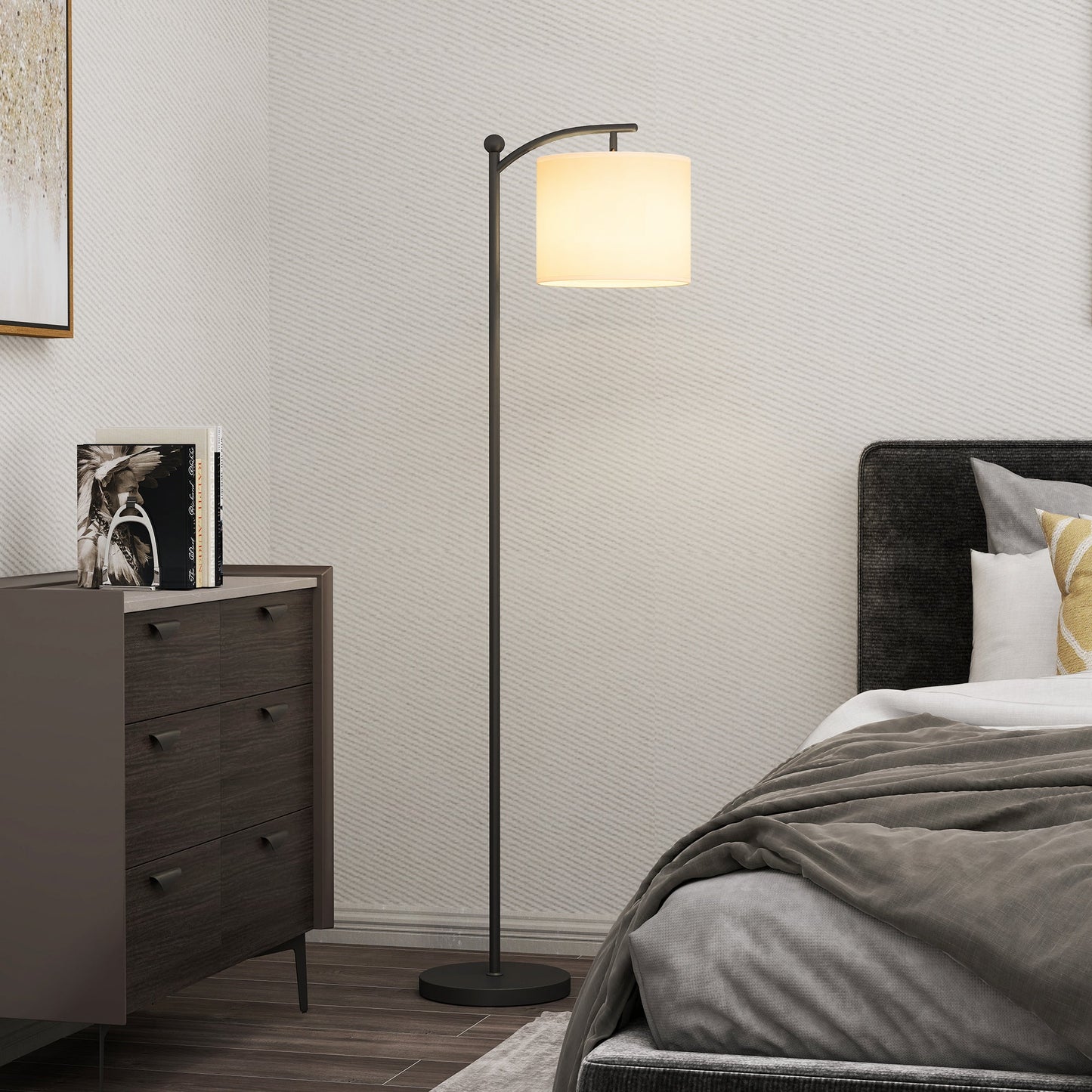 HOMCOM LED Floor Lamp with Remote Control - Black